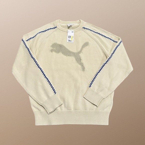 Puma The NeverWorn IV T7 Knit Sweater Sweatshirt Alpine White Mens Medium - Picture 1 of 7